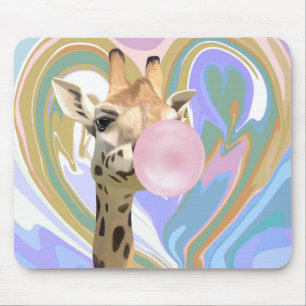 Mousepad Diversão Bubblegum soprando Girafa Líquida Azul