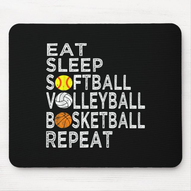 Mousepad Diversão Coma Dormir Rapazes De Voleibol De Bola B (Frente)
