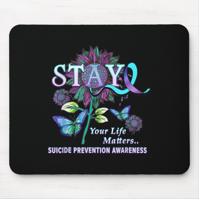 Mousepad Diversão da prevenção suicida Consciência Mantenha (Frente)
