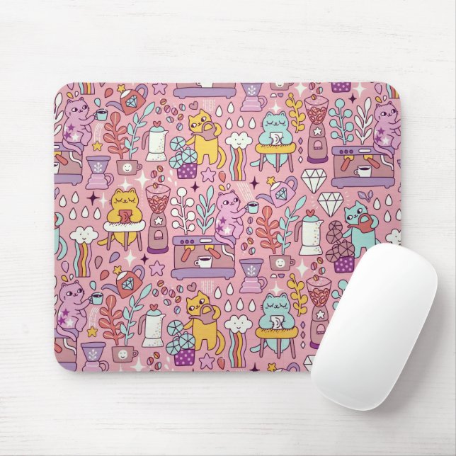 Mousepad Diversão De Gato De Cartografia A Rosa (Com mouse)