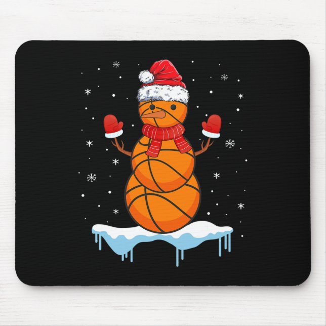 Mousepad Diversão de Papais noeis de basquete de Natal Snow (Frente)