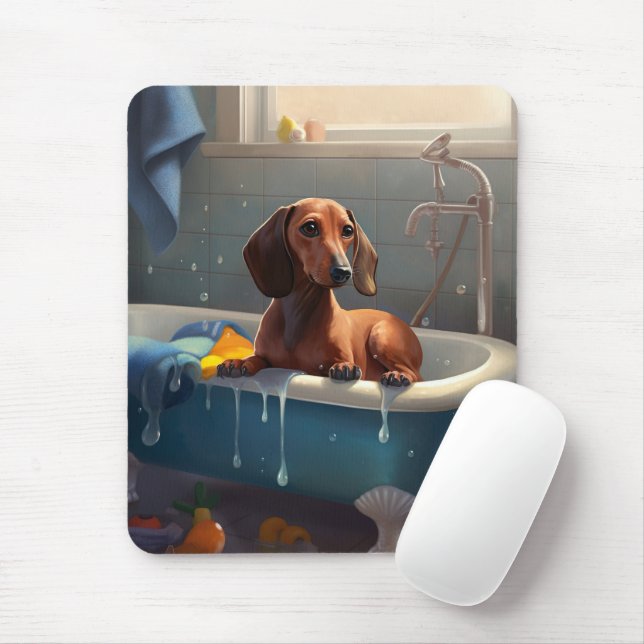 Mousepad Diversão do Dachshund no Banho  (Com mouse)