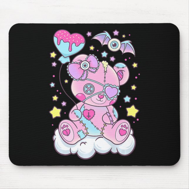 Mousepad Diversão do Gótico Kawaii Pastel Bonito Urso Cêmul (Frente)