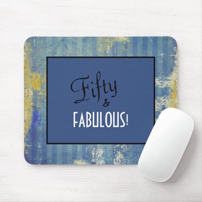 Mousepad Diversão do padrão azul Denim 50 e FABULOSO! Anive (Com mouse)