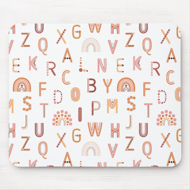 Mousepad Diversão do Rainbow Alphabet Pattern (Frente)