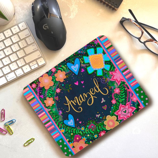 Mousepad Diversão Floral Incrível Inspirividade de Stripe U (Criador carregado)