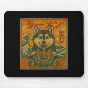 Mousepad Diversão Kawaii Ramen Husky Macarrão Japonês Husky
