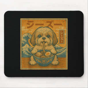 Mousepad Diversão Kawaii Ramen Macarrão Japonês Shih Tzu Co