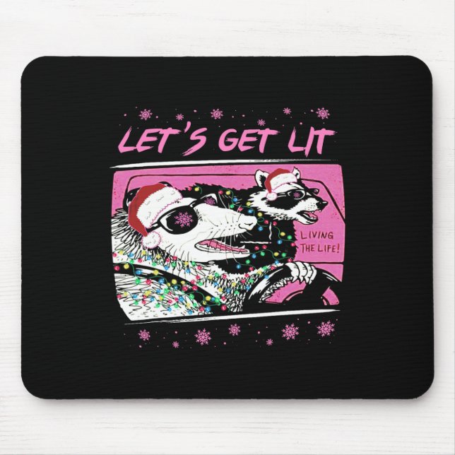 Mousepad Diversão Possum Raccoon Deixa Trash Street Pink Ch (Frente)
