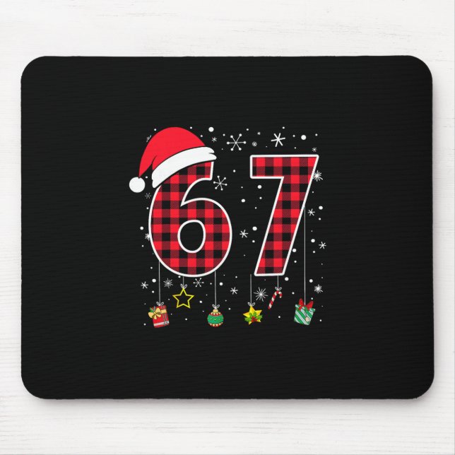 Mousepad Diversão Seis Sete 6 7 Meme 67 Natal Xadrez Vermel (Frente)