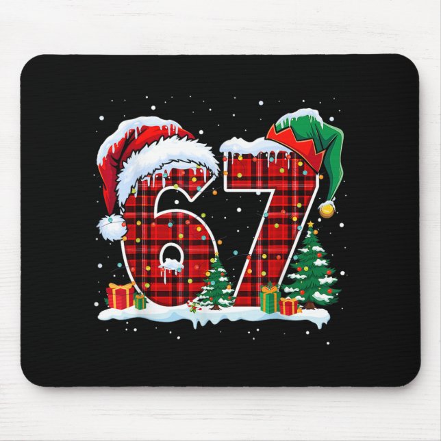 Mousepad Diversão Seis Sete 6 7 Meme 67 Natal Xadrez Vermel (Frente)