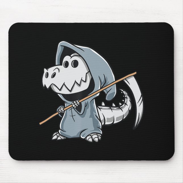 Mousepad Diversão TRex Skeleton Dino Grim Reaper Hallow (Frente)