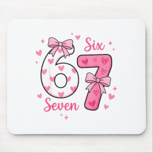 Mousepad Divertido 67 Fofo Seis Sete Meme Corações Rosa Laç