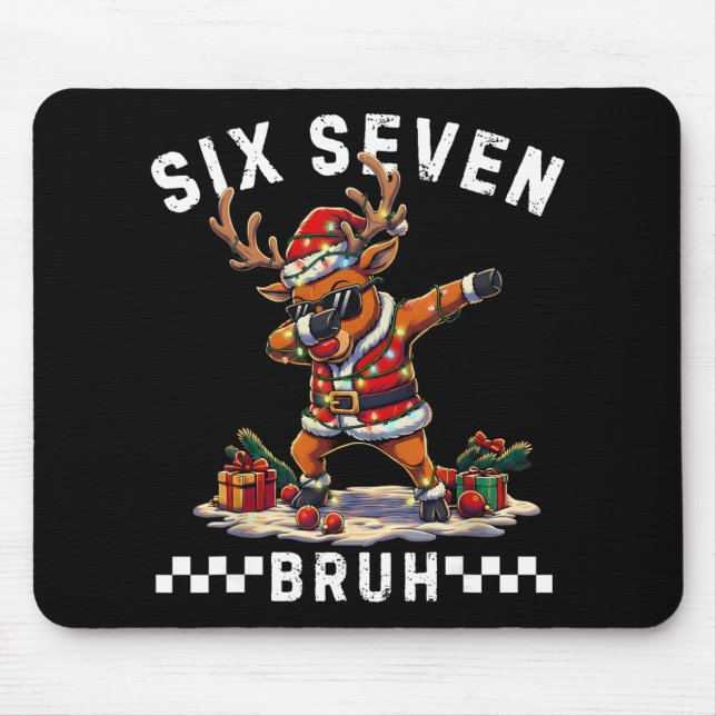 Mousepad Divertido 67 Natal Seis Sete Meme Dabbing Rena (Frente)