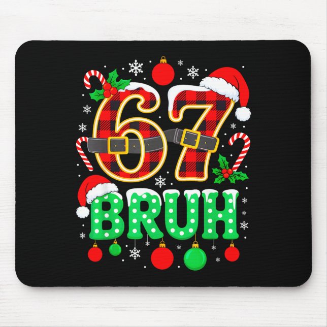 Mousepad Divertido 67 Seis Sete Bruh Meme Natal Pijama Famí (Frente)