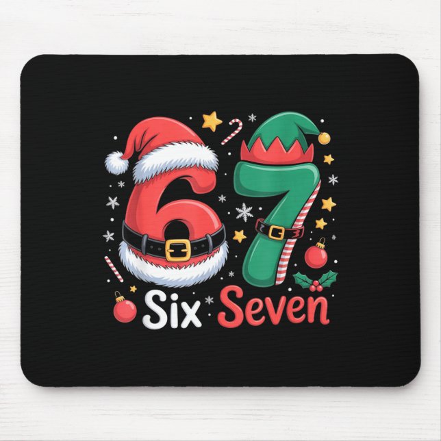 Mousepad Divertido 6 7 Meme Elfo Papai Noel Natal Seis Sete (Frente)