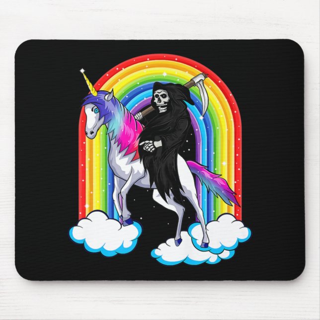 Mousepad Divertido Ceifador Dirigindo Um Unicórnio Da Morte (Frente)