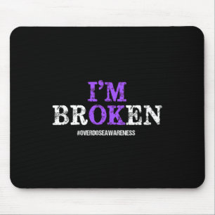 Mousepad Divertido Estou quebrado Sobredosagem Pruple Ribbo