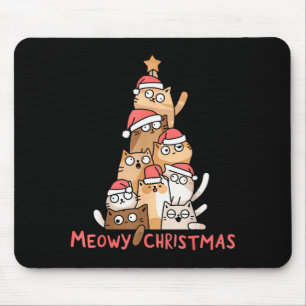 Mousepad Divertido Gato Natal Feliz Árvore de Natal Gato Fo