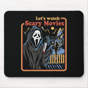 Mousepad Divertido Halloween Vamos assistir filmes de terro