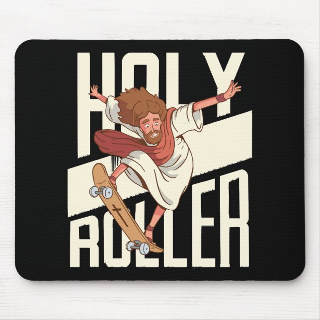 Mousepad Divertido Jesus de Patins Holy Roller (Frente)