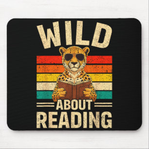 Mousepad Divertido louco sobre lendo livro retrô guepardo m