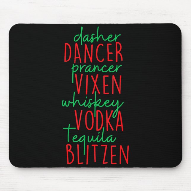 Mousepad Divertido Natal Dasher Dancer Prancer Vixen Whiske (Frente)