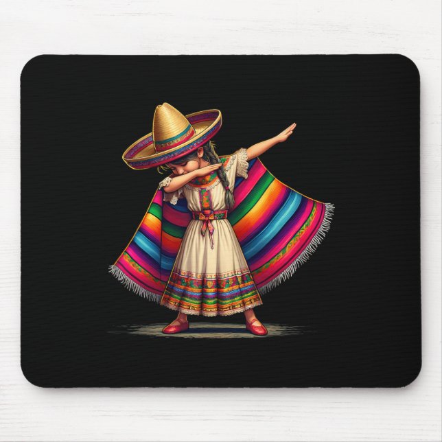 Mousepad Divertido Poncho Mexicano Dabbing Sombrero Cinco D (Frente)