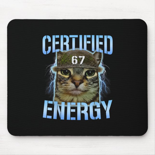 Mousepad Divertido Seis Sete 67 Meme Certificado Energia Ma (Frente)