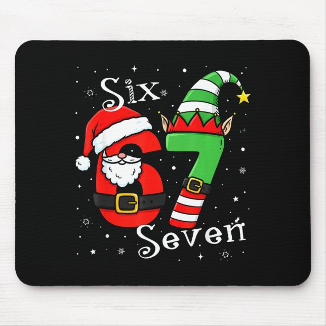 Mousepad Divertido Seis Sete 6 7 Meme Natal Papai Noel Elfo (Frente)