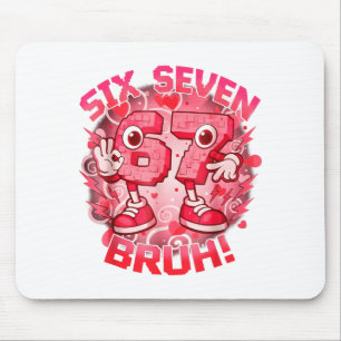 Mousepad Divertido Seis Sete Bruh 67 Meme Rotação Cerebral