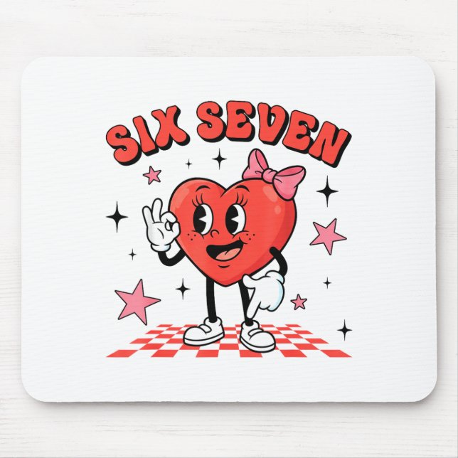 Mousepad Divertido Seis Sete Coração Fofo 67 Meme Dia dos N (Frente)