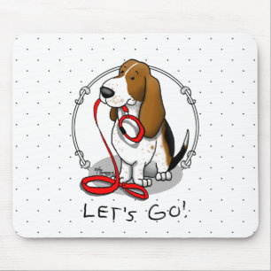 Mousepad Divertido Vamos Lá! Passear Basset Hound (tri-colo