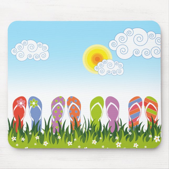 Mousepad Divertimento colorido dos chinelos do verão no (Frente)