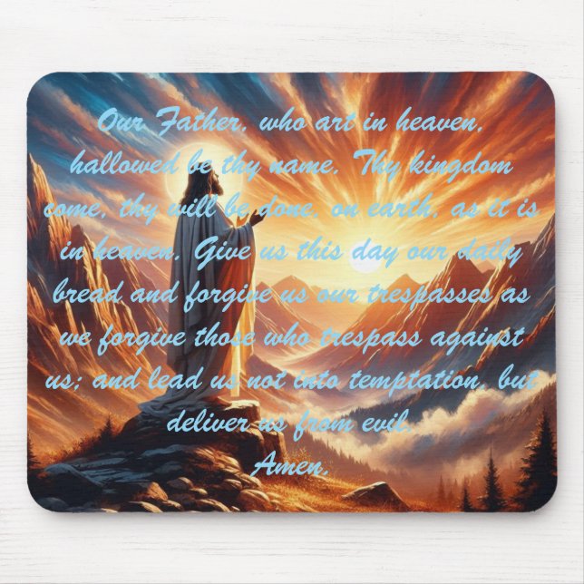 Mousepad Divino Sunset: Inspiração de Oração do Senhor (Frente)
