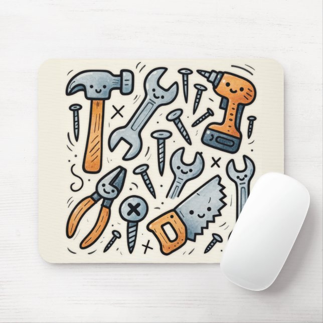 Mousepad DIY Tools Doodle Cartoon (Com mouse)