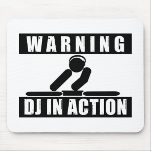 Mousepad DJ de advertência no tapete do rato da ação