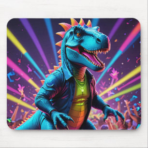 Mousepad DJ Dinossaur Party with Neon Lights