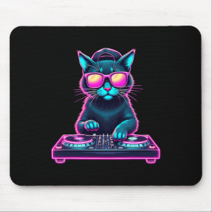 Mousepad Dj House Cat Rainbow Dj Cat Gatinho