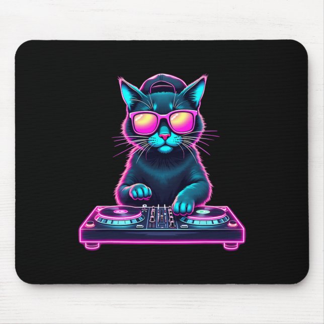 Mousepad Dj House Cat Rainbow Dj Cat Gatinho (Frente)