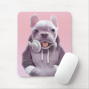 Mousepad DJ Modo Ativado: Bulldog Francês Legal com Fones d