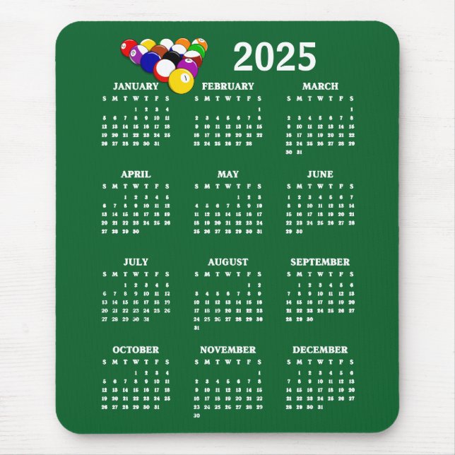 MousePad do Calendário do Design de Piscina 2025 d (Frente)