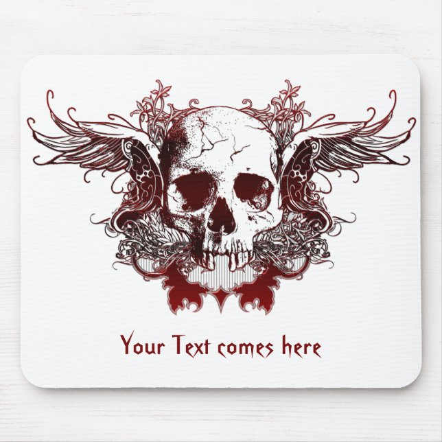 Mousepad do crânio vermelho escuro (Frente)
