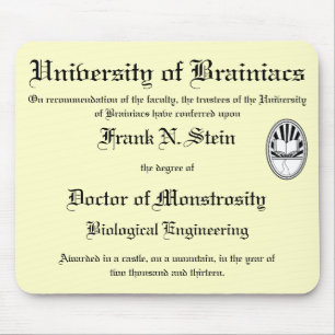 Mousepad do diploma de Franknstein