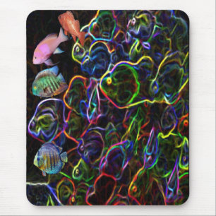 Mousepad do fosm de néon & dos peixes vivos
