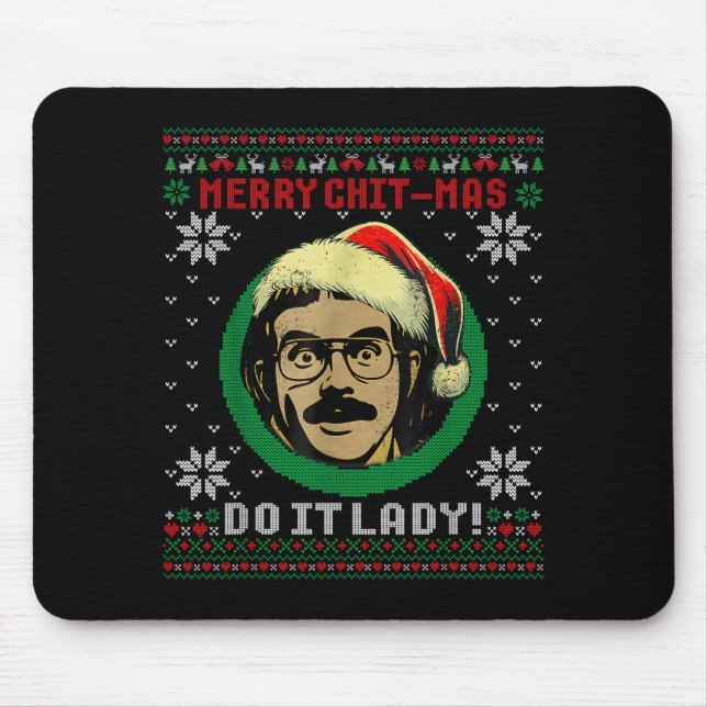 Mousepad Do It Funny Chit-mas Christmas Santa Hat Ugly Xmas (Frente)