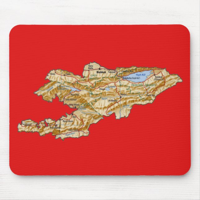 Mousepad do Mapa do Quirguistão (Frente)