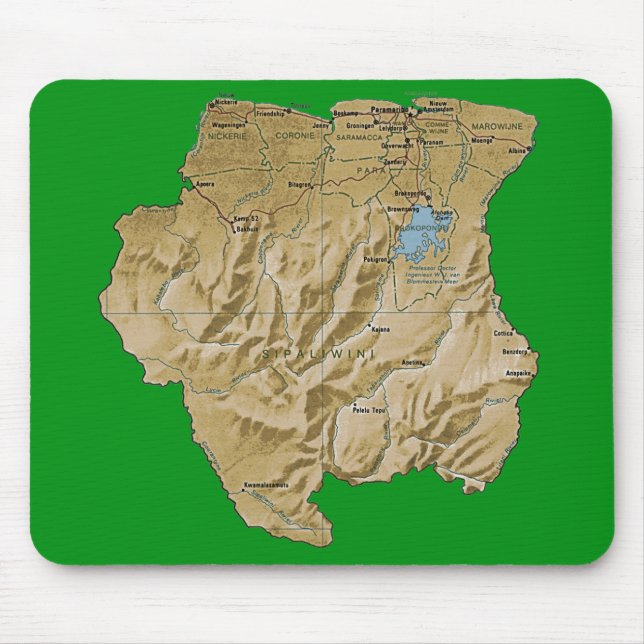 Mousepad do Mapa do Suriname (Frente)