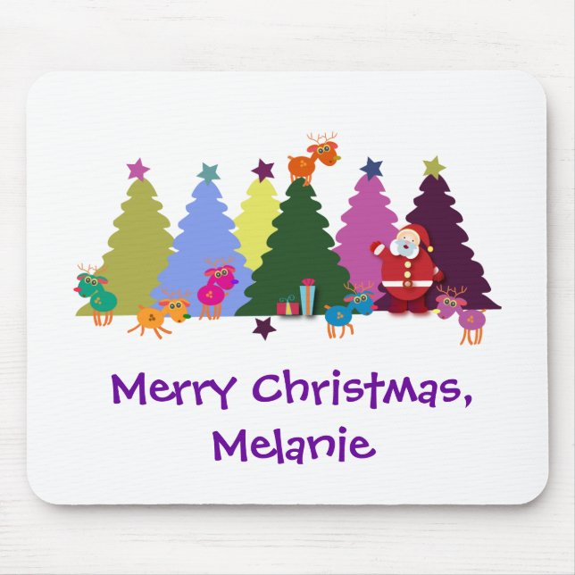 Mousepad do Natal: Papai noel e suas renas (Frente)