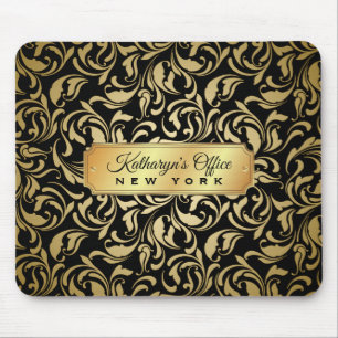 Mousepad Do preto Dourado extravagante do Flourish do